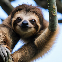Fototapeta premium Sloth hanging from a tree