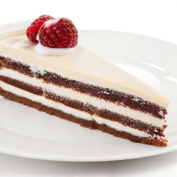 piece of cake with strawberry. High-quality isolated in a white background.