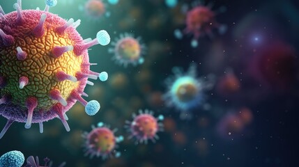 Fototapeta na wymiar Bacteria and Viruses background with place for text
