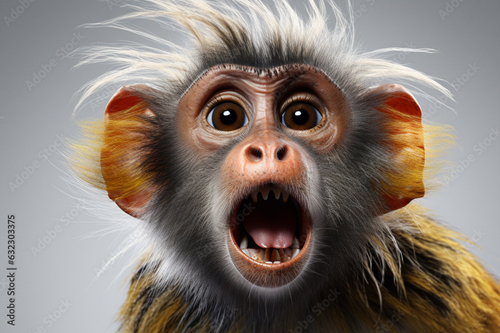Aufkleber  An image of a playful monkey, capturing its agile movements and expressive face. Generative AI technology.
