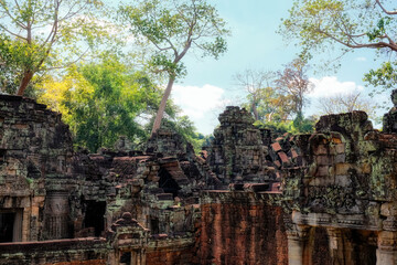 Preserving antiquity: Famous ancient ruins safeguarded in the Cambodian forests, monuments of Khmer...