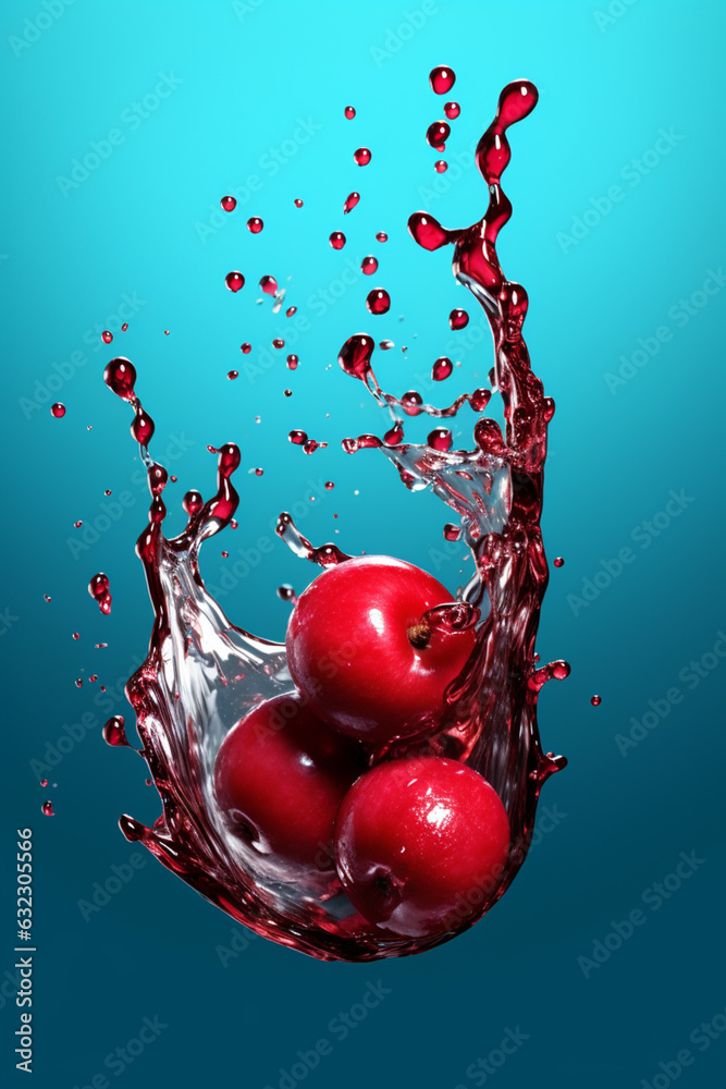 Aufkleber An vibrant image of a Cranberry splashed in bright paint, symbolizing freshness and health.  Generative AI technology.