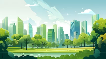  Summer city park landscape flat design background © Oksana