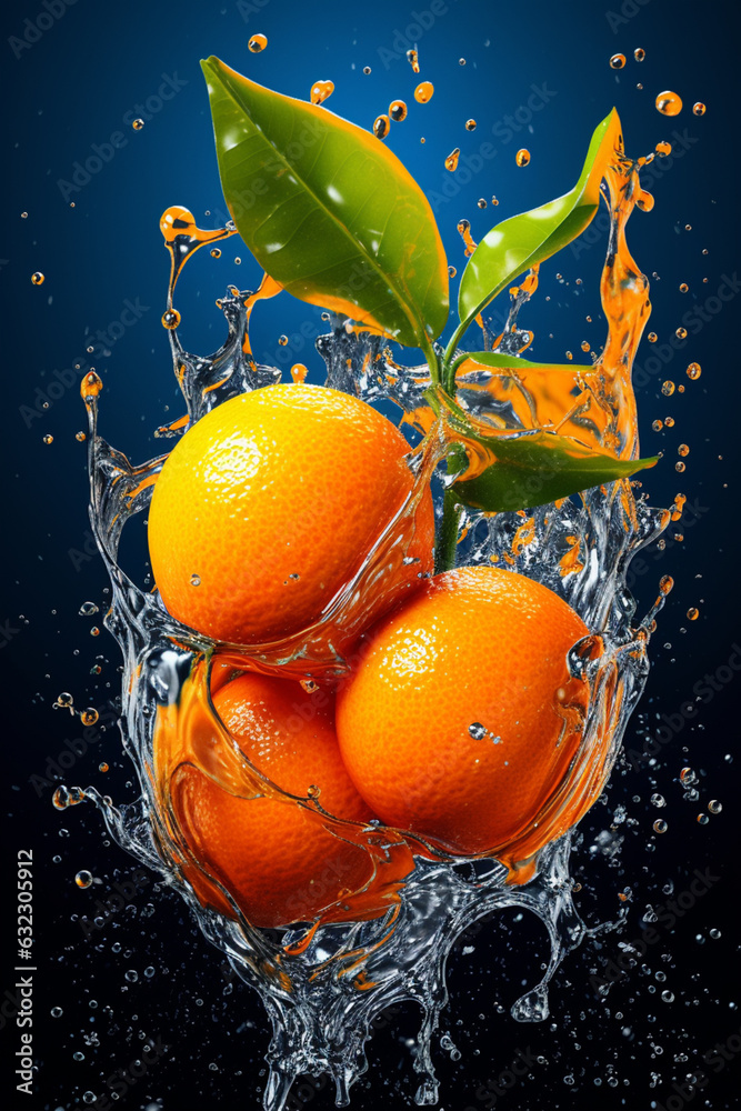 Aufkleber an vibrant image of a kumquat splashed in bright paint, symbolizing freshness and health. generative