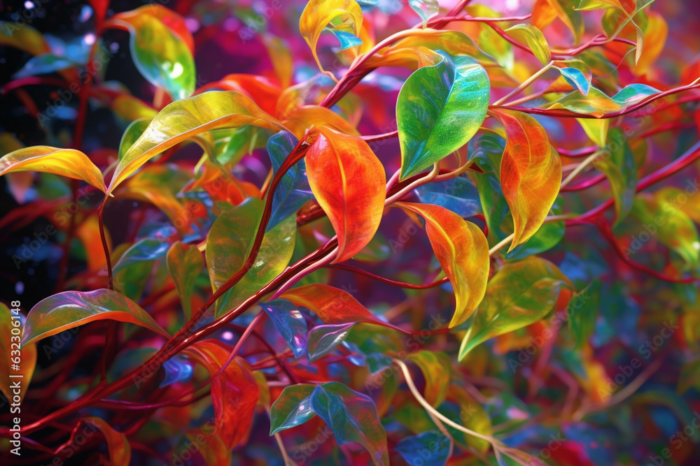 Aufkleber an abstract surreal photograph of a ayahuasca vine (banisteriopsis caapi) splashed in bright paint, 