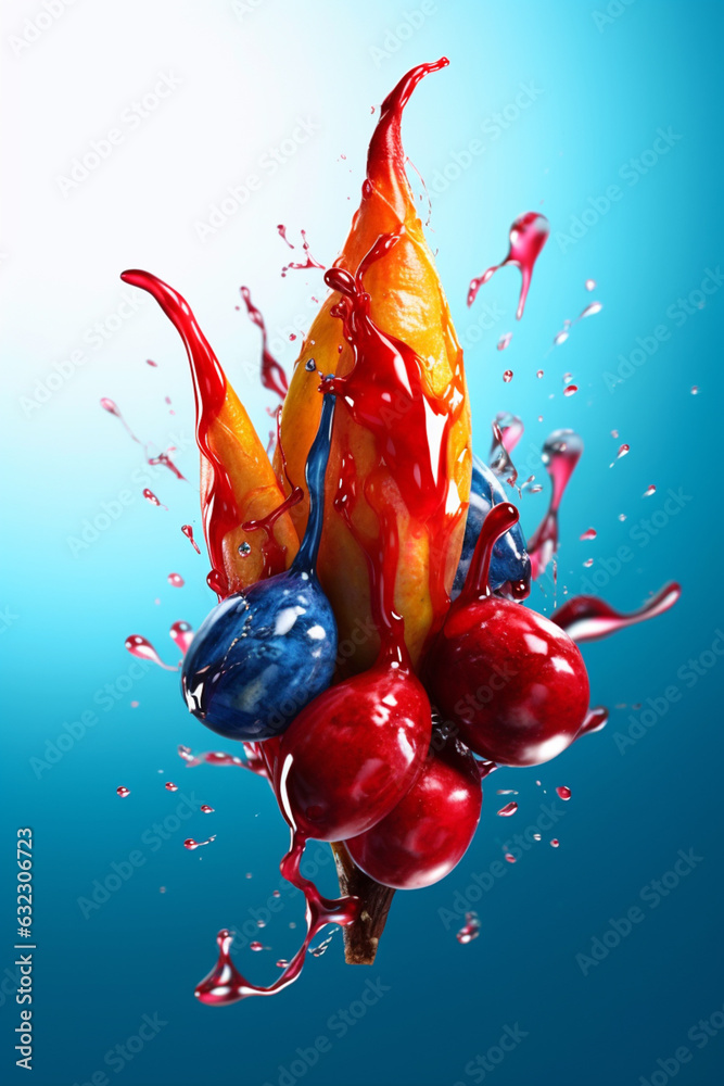 Aufkleber An vibrant image of a Yohimbe (Pausinystalia yohimbe) splashed in bright paint,  Generative AI technology.
