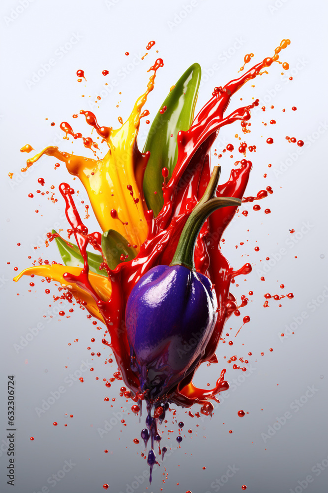 Aufkleber An vibrant image of a Yohimbe (Pausinystalia yohimbe) splashed in bright paint,  Generative AI technology.