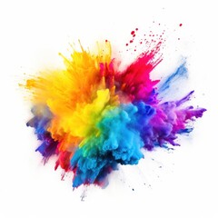 Fototapeta na wymiar Bright colorful holi paint color powder festival explosion burst isolated