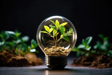 Plant growing inside a light bulb