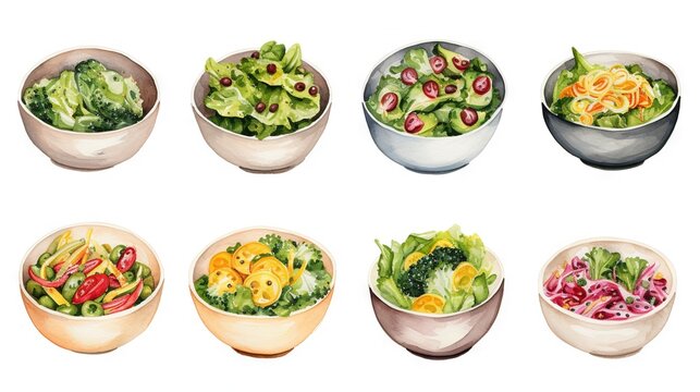  a painting of a bowl of salad with different toppings.  generative ai