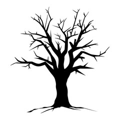 Halloween dead tree silhouette. Vector illustration