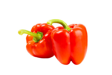 PAPRIKA.Fresh whole red bell pepper isolated on white background. Bulgarian salad pepper .Fresh vegetables. Harvest. Vegan. close up