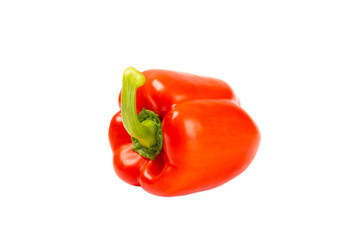 PAPRIKA.Fresh whole red bell pepper isolated on white background. Bulgarian salad pepper .Fresh vegetables. Harvest. Vegan. close up