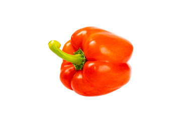 PAPRIKA.Fresh whole red bell pepper isolated on white background. Bulgarian salad pepper .Fresh vegetables. Harvest. Vegan. close up