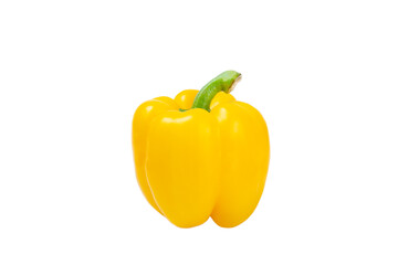 PAPRIKA.Fresh yellow bell pepper isolated on white background. Bulgarian salad pepper .Fresh vegetables. Harvest. Vegan. close up