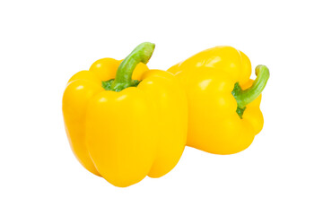 PAPRIKA.Fresh yellow bell pepper isolated on white background. Bulgarian salad pepper .Fresh vegetables. Harvest. Vegan. close up