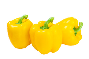 PAPRIKA.Fresh yellow bell pepper isolated on white background. Bulgarian salad pepper .Fresh vegetables. Harvest. Vegan. close up