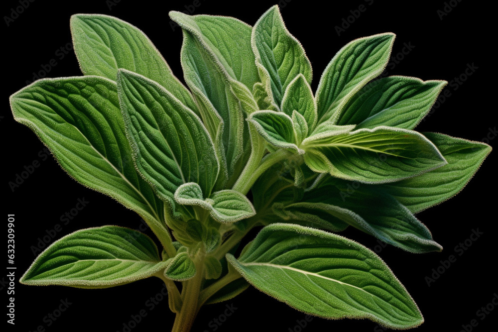 Wall mural an artistic photo of salvia divinorum (diviner's sage), highlighting its unique leaf shape, green co