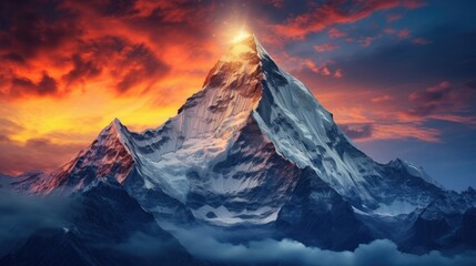 The highest mountain in the world is Mount Qomolangma. Generative AI - obrazy, fototapety, plakaty
