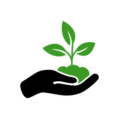 Open hand with plant icon