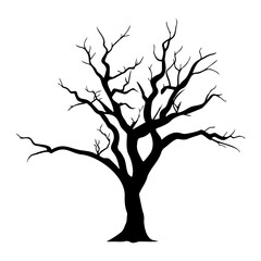Bare tree silhouette without leaves. Vector illustration