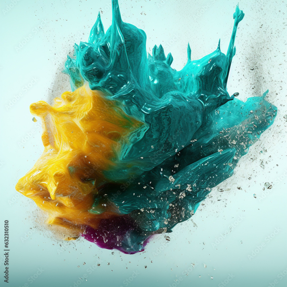 Leinwandbilder an abstract surreal photograph of a amazonite splashed in bright paint. generative ai technology.