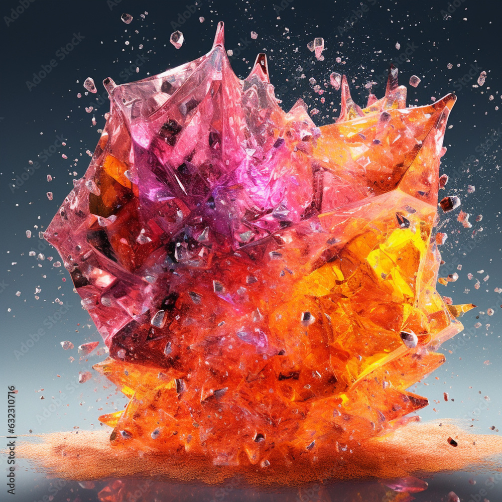 Aufkleber An abstract surreal photograph of a Sunstone splashed in bright paint.  Generative AI technology.