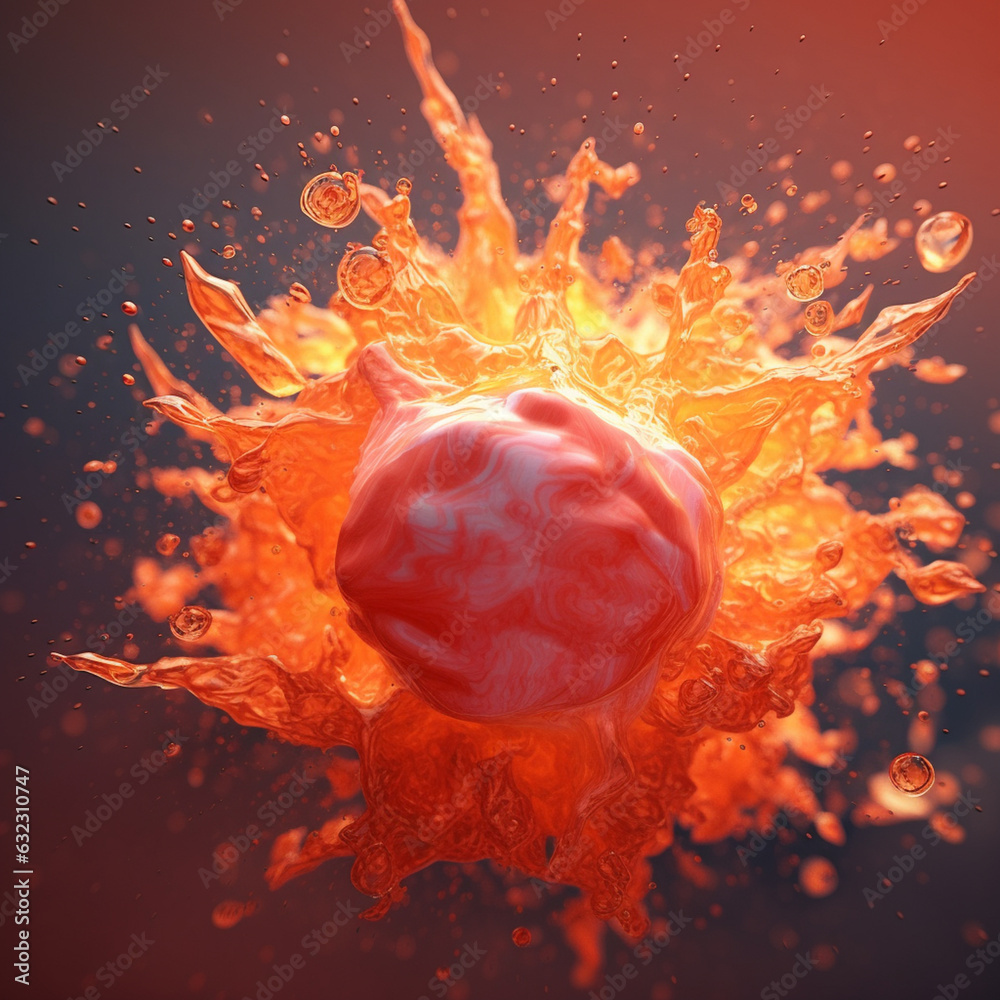 Leinwandbilder an abstract surreal photograph of a sunstone splashed in bright paint. generative ai technology.