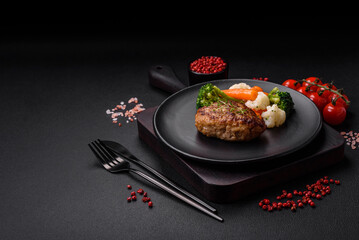 Delicious fresh fried minced fish cutlets with spices and herbs