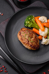 Delicious fresh fried minced fish cutlets with spices and herbs