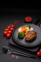 Delicious fresh fried minced fish cutlets with spices and herbs