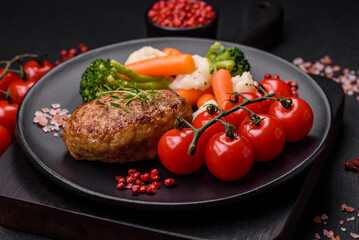 Delicious fresh fried minced fish cutlets with spices and herbs
