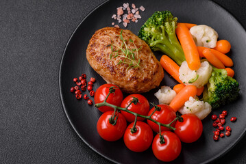 Delicious fresh fried minced fish cutlets with spices and herbs