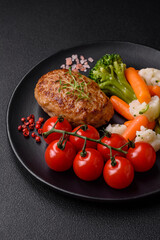 Delicious fresh fried minced fish cutlets with spices and herbs