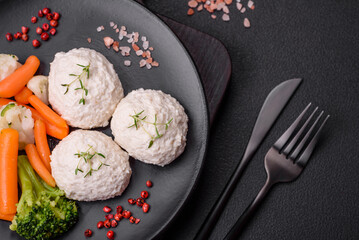 Delicious healthy steamed chicken cutlets or minced meatballs