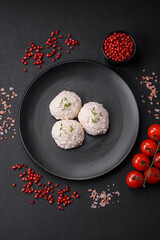 Delicious healthy steamed chicken cutlets or minced meatballs