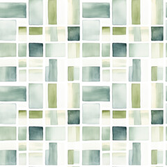 Seamless pattern background with abstract watercolor textured geometric figures for printing, packaging, textile. Aquarelle simple forms on white background. Soft light pastel green and blue colors