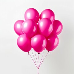 Bright Pink Balloons Isolated on White Background. Generative ai