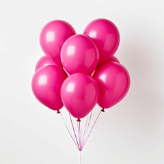 Bright Pink Balloons Isolated on White Background. Generative ai