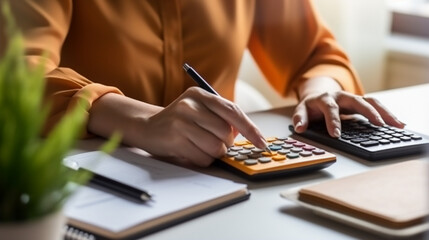 person working with calculator generative AI