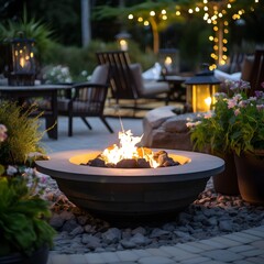 Summer Evenings Around the Fire Pit: Creating Cozy Ambiance in the Outdoor Living Space. - 632312570