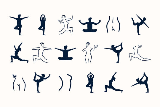 Set of yoga logo design element vector for your business