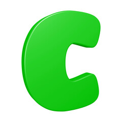 3D alphabet letter c in green color for education and text concept