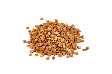 Healthy Homemade Roasted Lentil Snack, isolated on white background.