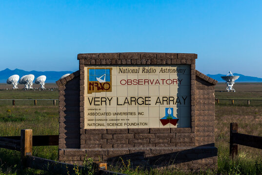 Sign of the VLA (Very Large Array) National Radio Astronomy Observatory in Magdalena, New Mexico