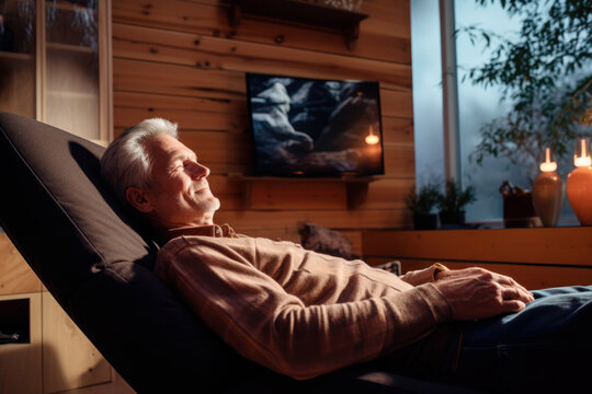 Man relaxed in his home with quality and diffuse light