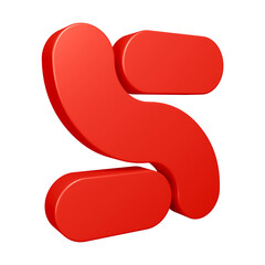 3D alphabet letter s in red color for education and text concept