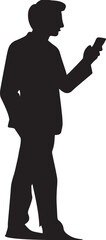 business man browsing cell phone vector silhouette