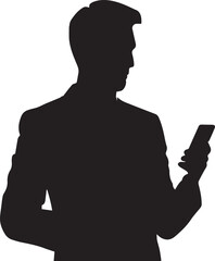 business man browsing cell phone vector silhouette