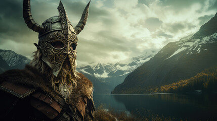 Viking warrior portrait, strong scandinavian berserker - obrazy, fototapety, plakaty